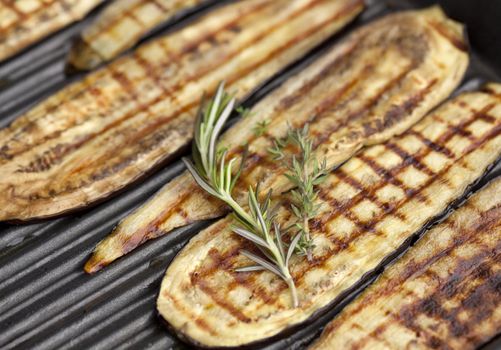 Grilled eggplant with rosemary and thyme