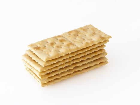 a stack of crackers on white background, file contain clipping path