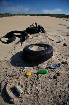 Litter and Waste Pollution on our Coastal Beach Environmental Problem