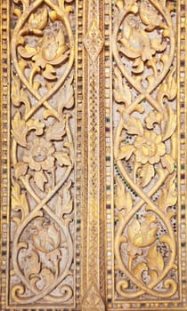 Old gold door of Thai style as background