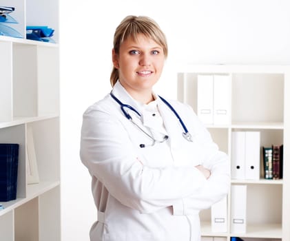 portrait of a woman doctor with stethoscope