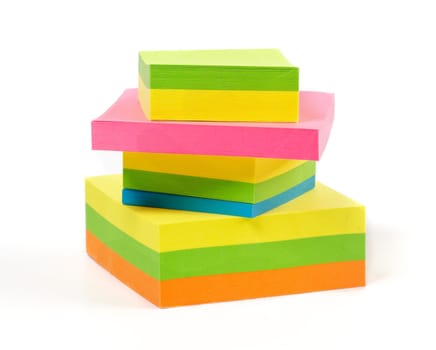 Stack of colorful Sticky Notes isolated on white background