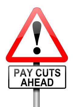 Illustration depicting a road traffic sign with a pay cut concept. White background.