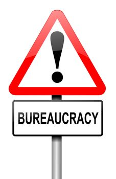 Illustration depicting a road traffic sign with a bureaucracy concept. White background.