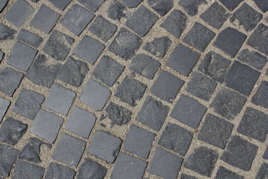 aged paved stone texture on a city street