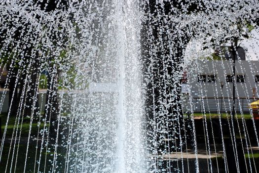 beautiful water droplets at a city  fountain