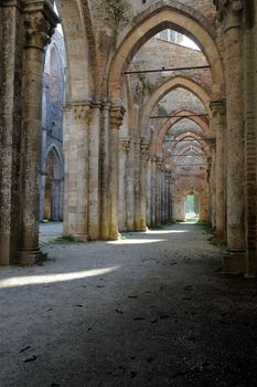 an impressive and beautiful gothic columnade in Tuscany