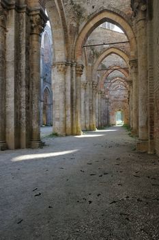 an impressive and beautiful gothic columnade in Tuscany