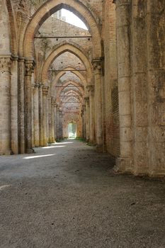 an impressive and beautiful gothic columnade in Tuscany