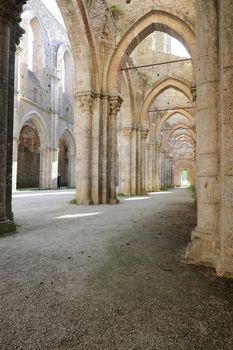 an impressive and beautiful gothic columnade in Tuscany