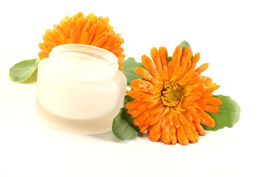 marigold salve with Calendula flowers and leaves