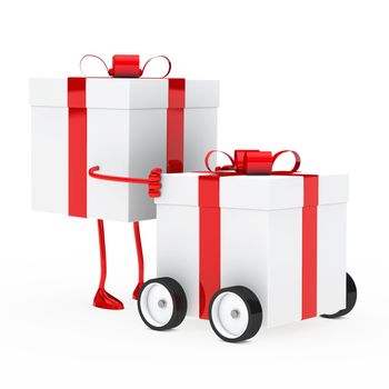 christmas red figure push gift box vehicle