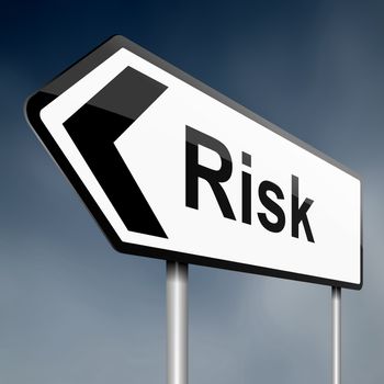 Illustration depicting a road traffic sign with a risk concept. White background.