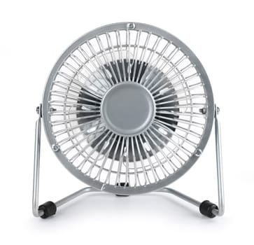 Compact table top electric cooler fan isolated on white