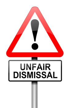Illustration depicting a road traffic sign with an unfair dismissal cost concept. White background.