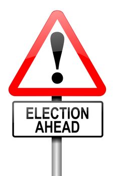 Illustration depicting a road traffic sign with a election concept. White background.