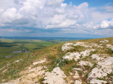 Summer landscape. View from high mountain.