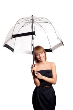 Young fashionable woman smile and holding umbrella