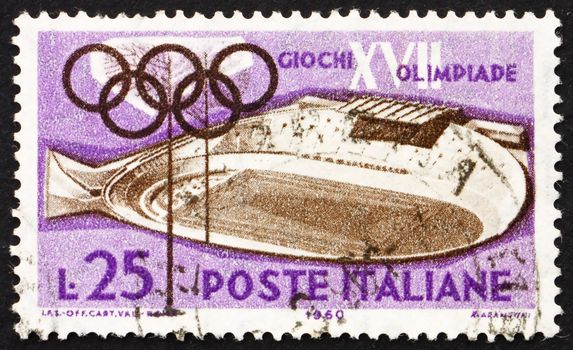 ITALY - CIRCA 1960: a stamp printed in the Italy shows Velodrome, 17th Olympic Games, Rome, circa 1960