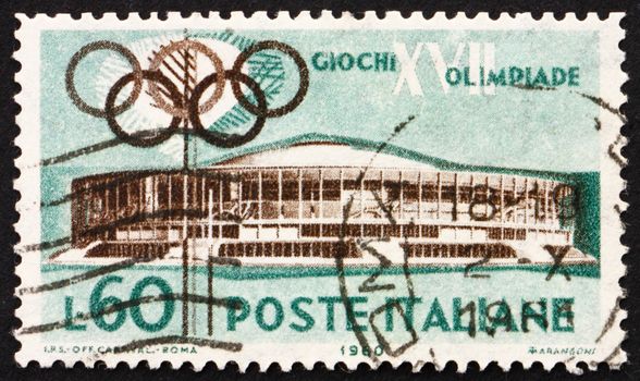 ITALY - CIRCA 1960: a stamp printed in the Italy shows Sports Palace, 17th Olympic Games, Rome, circa 1960