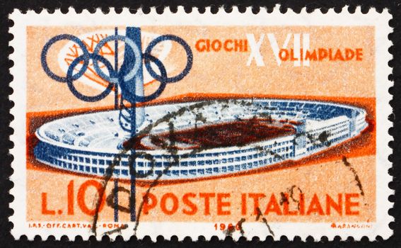 ITALY - CIRCA 1960: a stamp printed in the Italy shows Olympic Stadium, 17th Olympic Games, Rome, circa 1960