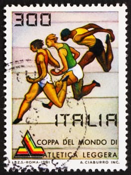 ITALY - CIRCA 1981: a stamp printed in the Italy shows World Cup Races, circa 1981