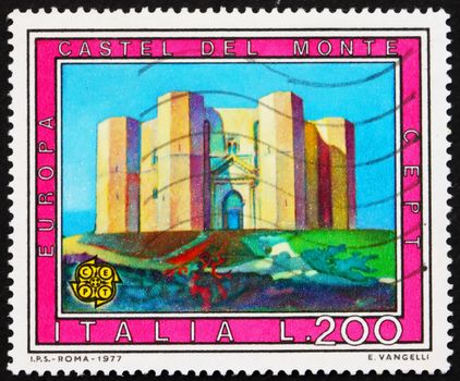ITALY - CIRCA 1977: a stamp printed in the Italy shows Castel del Monte, Castle of the Mount, Andria, Italy, circa 1977