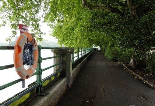 An alley in spring along the river Thames in Fulham, London