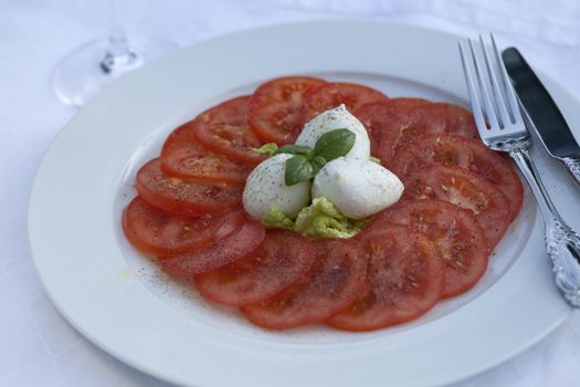 Tomato Salad with Buffalo Mozzarella Cheese and Basil