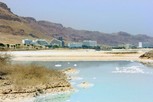 Landscapes of the Dead Sea.view of the hotels, the Israeli coast