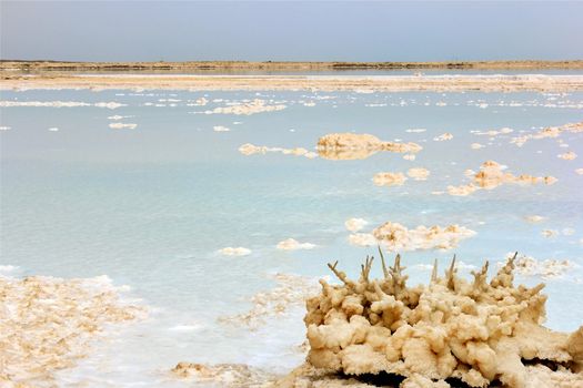 Landscapes of the Dead Sea,salt deposits and  salt crystals