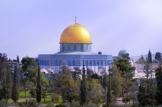 view of the golden Dome of the Rock of Al Aqsa Mosque .Jerusalem, Israel