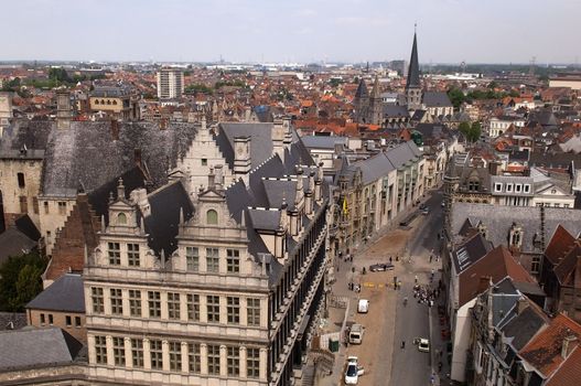 top view of Ghent in Belgium