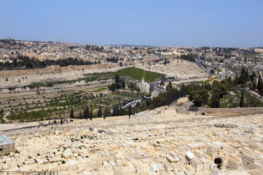 the old Jewish cemetery on the Mount of Olives.Jerusalem, Israel