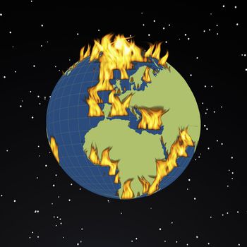 Digital visualization of a burning globe