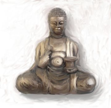 Digital painting of Buddha
