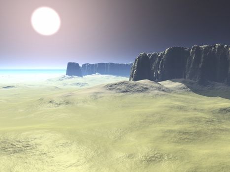 Digital visualization of a surreal landscape