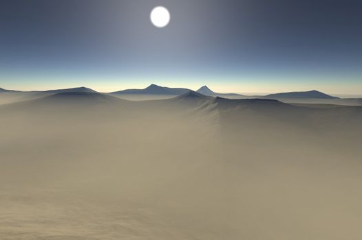 Digital visualization of a surreal landscape