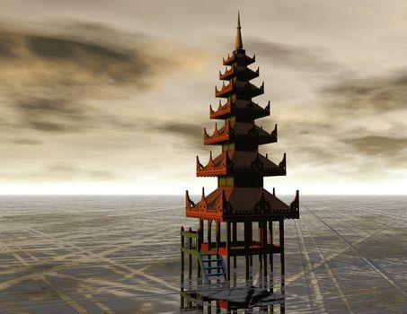Digital visualization of a golden temple