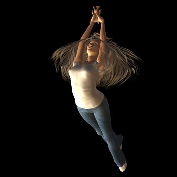 Digital rendering / Pose of a jumping woman