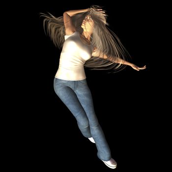 Digital rendering / Pose of a jumping woman