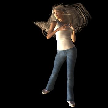 Digital rendering / Pose of a jumping woman