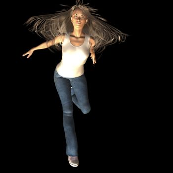 Digital rendering / Pose of a jumping woman