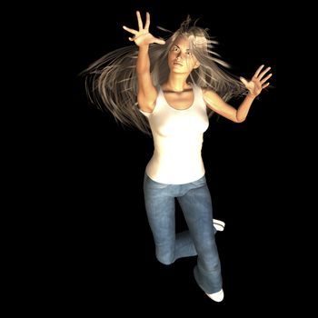 Digital rendering / Pose of a jumping woman