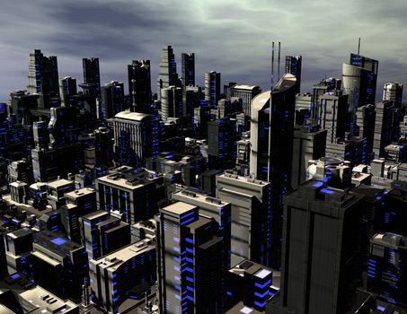 digital rendering of a futuristic city