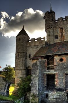 castle gravensteen in the old town of ghent, belgium (hdr)