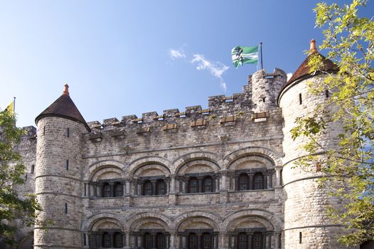 castle gravensteen in the old town of ghent, belgium