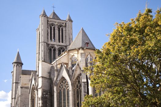 cathedral in the old town of ghent, belgium