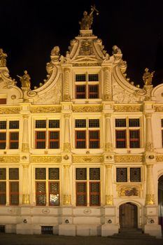 old town of bruges, belgium, by night