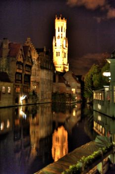 old town of bruges, belgium, by night (hdr)